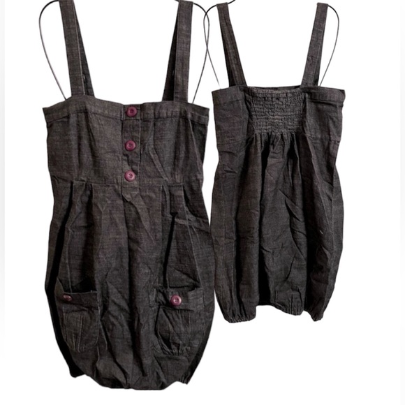 Goodtime Jeans🔹Chambray Dark Denim Strap Mini Dress w/Pockets, Sz S, EUC - Picture 3 of 10